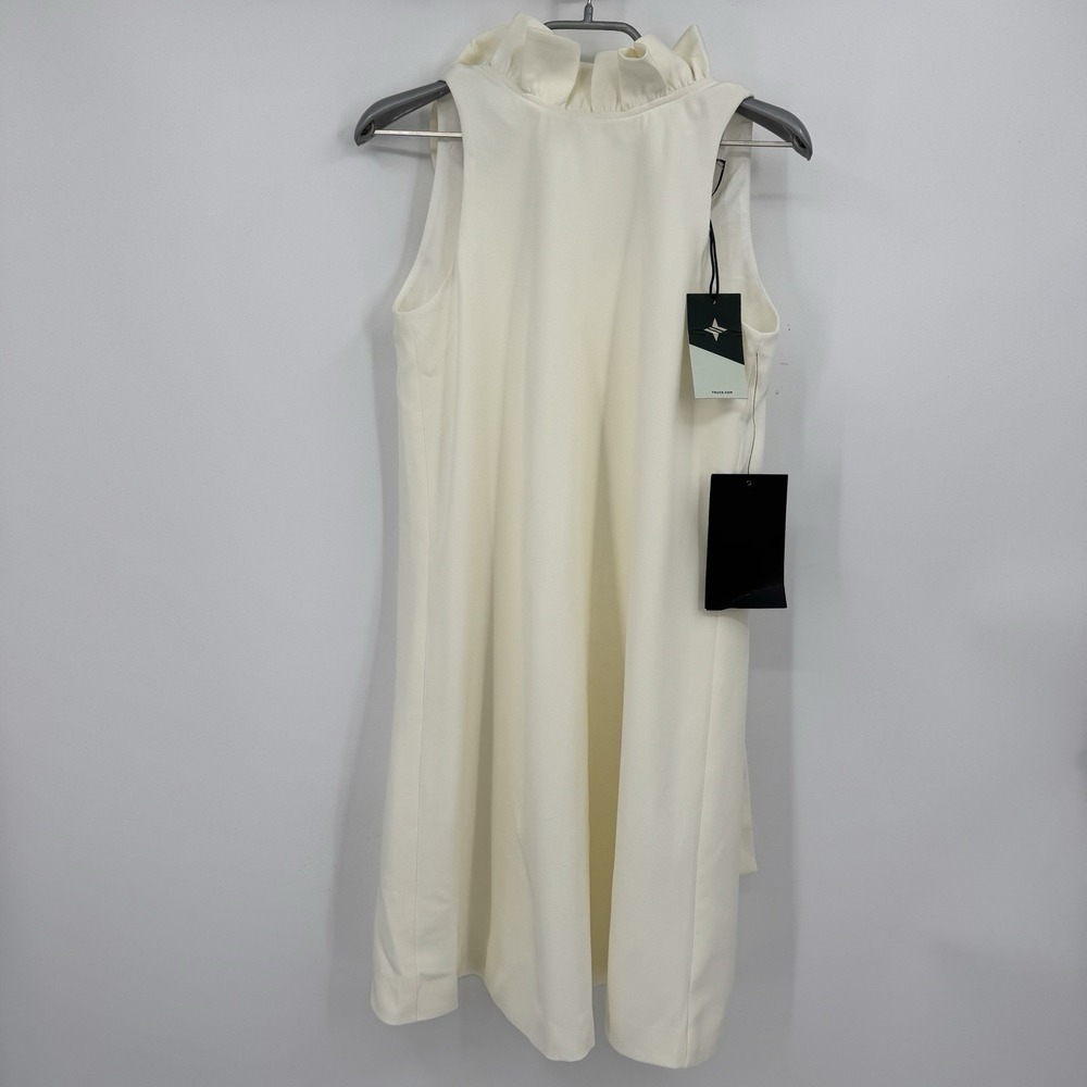 Tuckernuck Ivory Blythe Dress sz XS Sleeveless Ruffle Collar Bow Cocktail Party